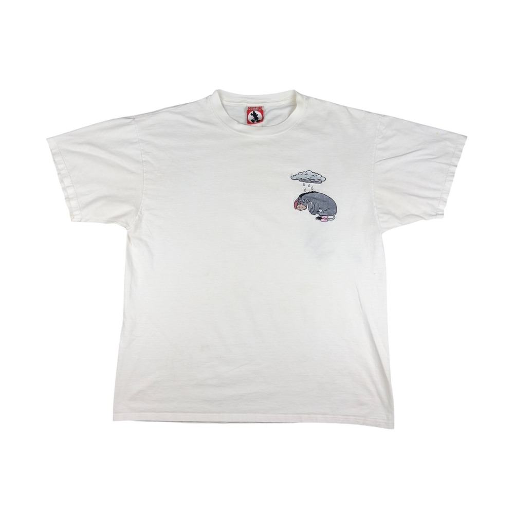 Vtg 90s Disney Eeyore Embroidered T-Shirt XL White Oversized Mickey Inc